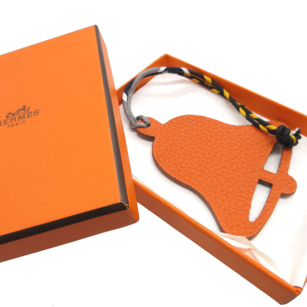 HERMES key ring Epsom , Taurillon Clemence Orange Bag charm bell Petit Ash Women Used