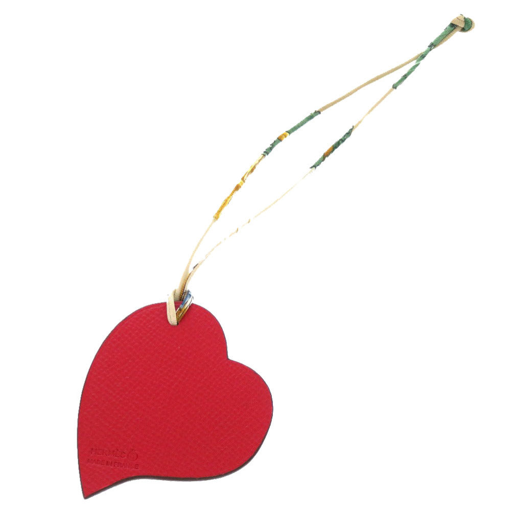 HERMES key ring leather Red Petite Ash Heart