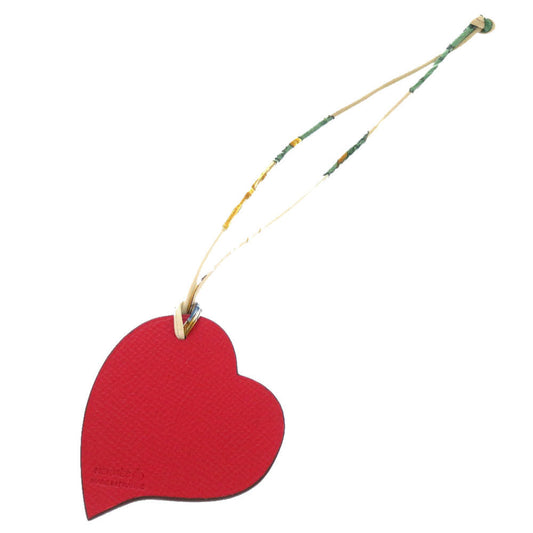 HERMES key ring leather Red Petite Ash Heart
