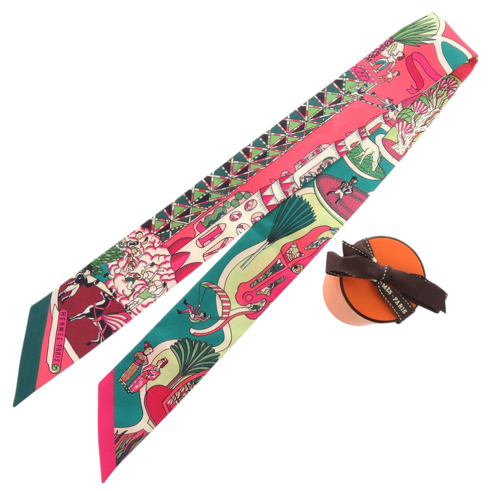HERMES scarf silk Rose Viff Twilly Exposition Universelle