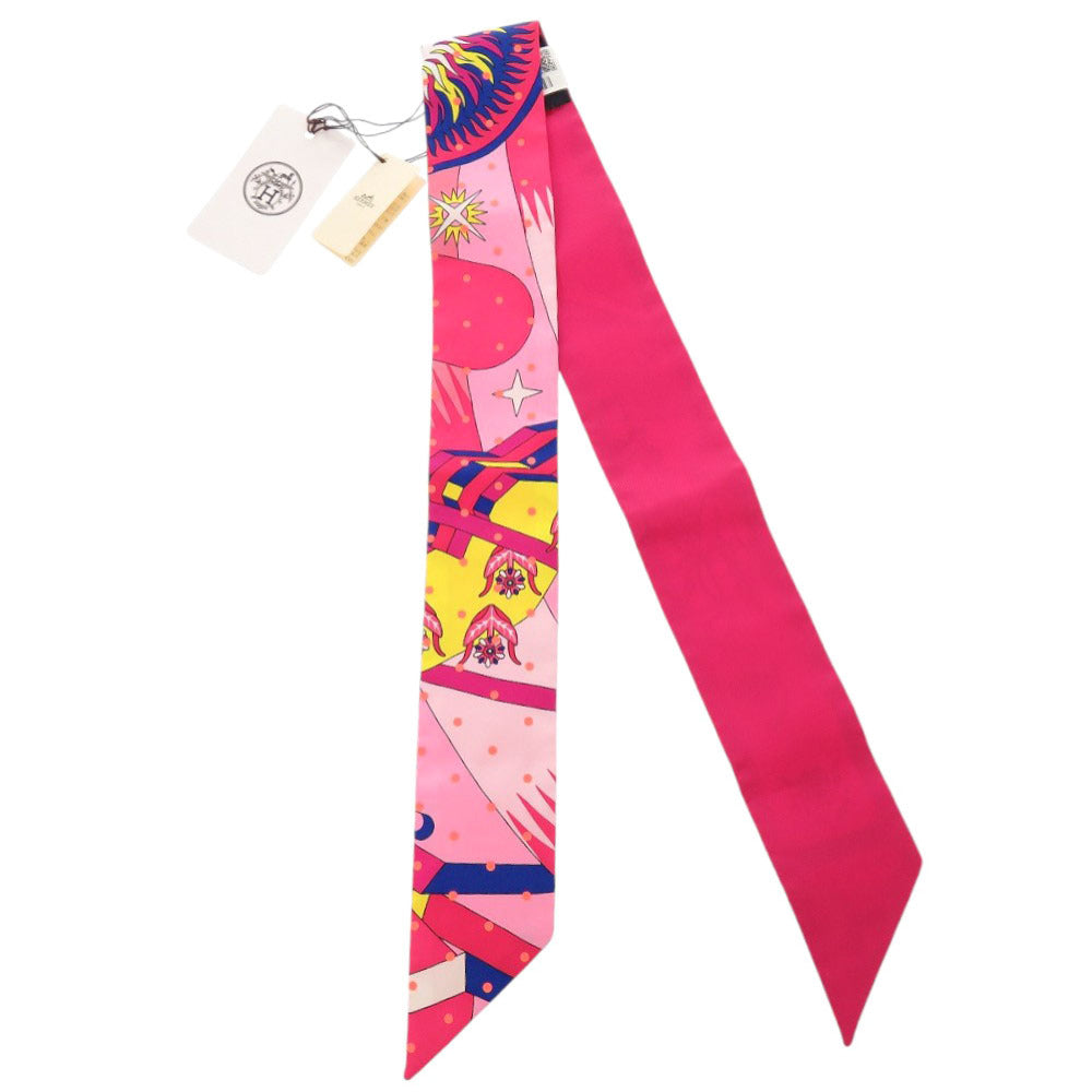 HERMES scarf silk Rose Twilly Plumetis Women Used