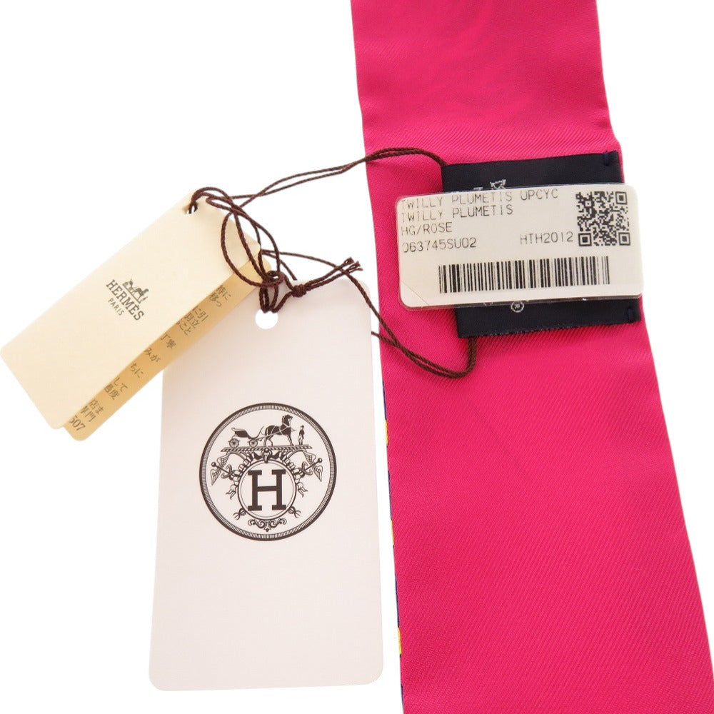 HERMES scarf silk Rose Twilly Plumetis Women Used