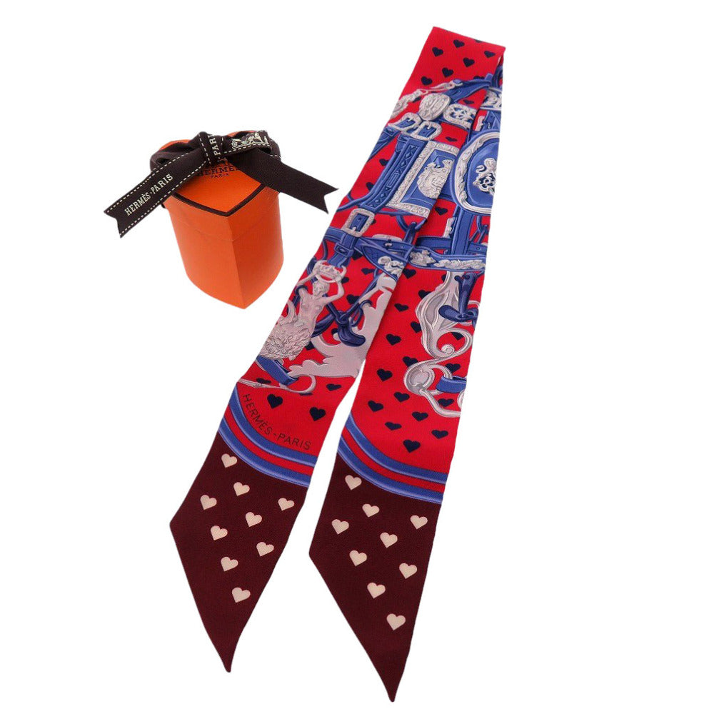 HERMES scarf silk Rouge Twilly BRIDES de GALA LOVE