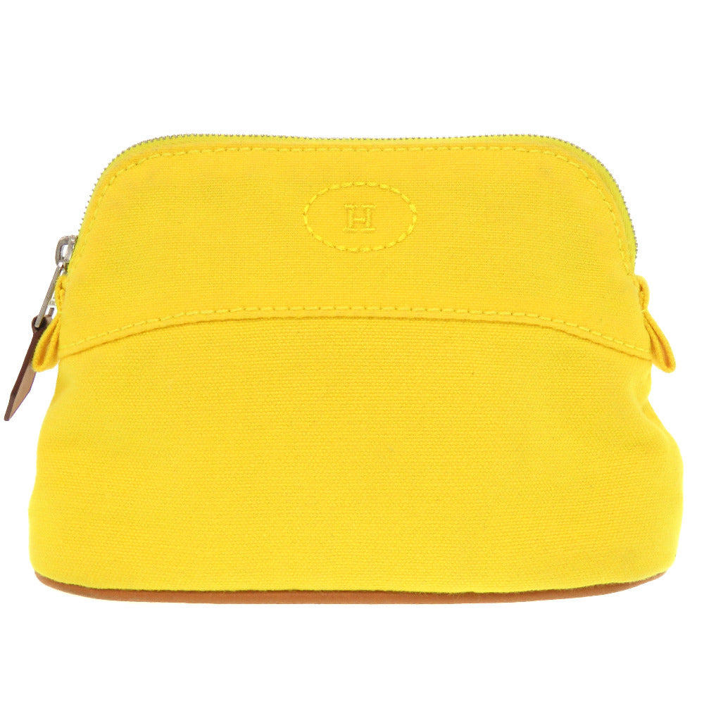 HERMES Pouch cotton yellow Boride pouch mini mini Women Used
