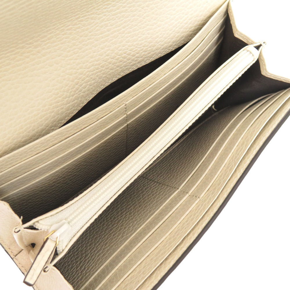 GUCCI Long Wallet Purse 456116 GG Supreme, Leather beige Bifold Continental Wallet GG Marmont Women Used