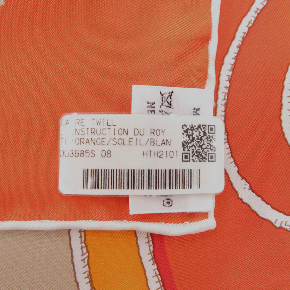 HERMES scarf silk Orange Carre90 L'INSTRVCTION DV ROY EN L'EXERCICE Teiogaku Bayadere