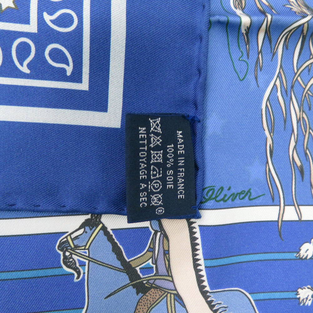 HERMES scarf silk Navy Carre90 Double Face Scarf Pani la Shar Pawnee double face scarf Pawnee chief