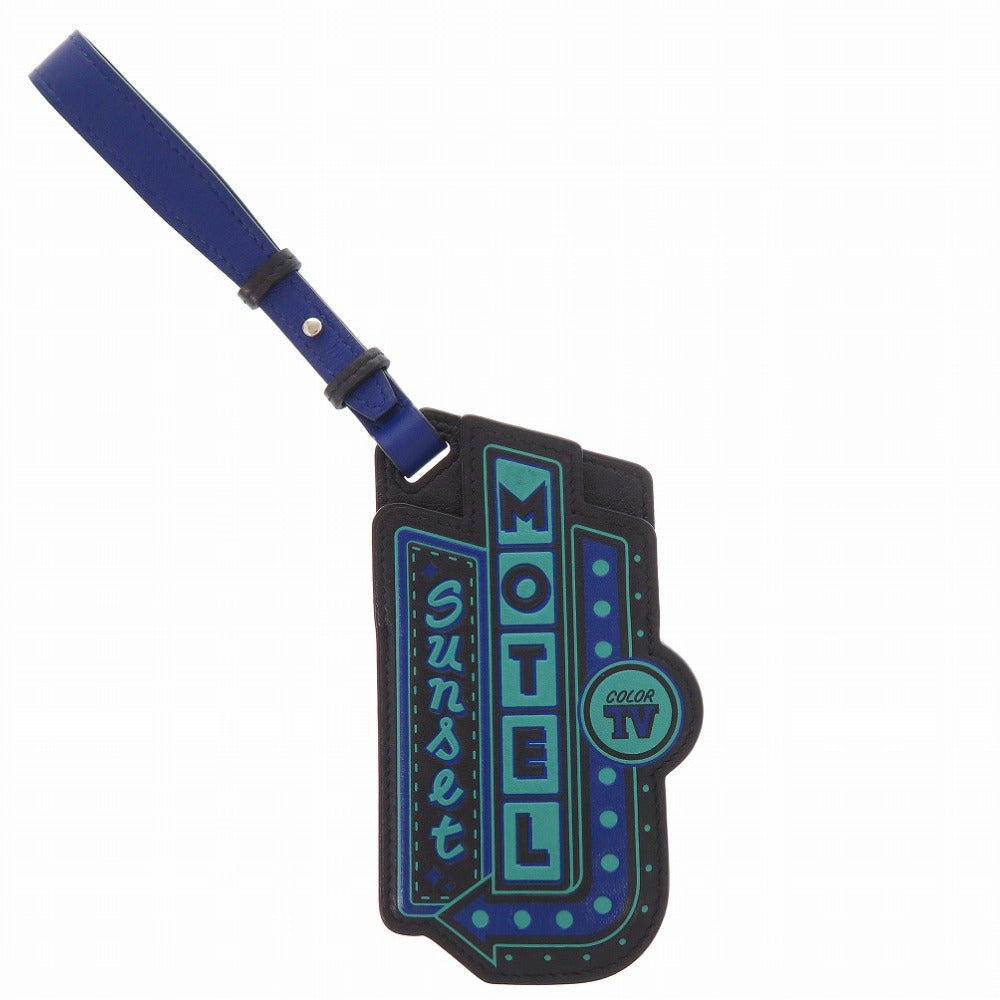 HERMES key ring leather black