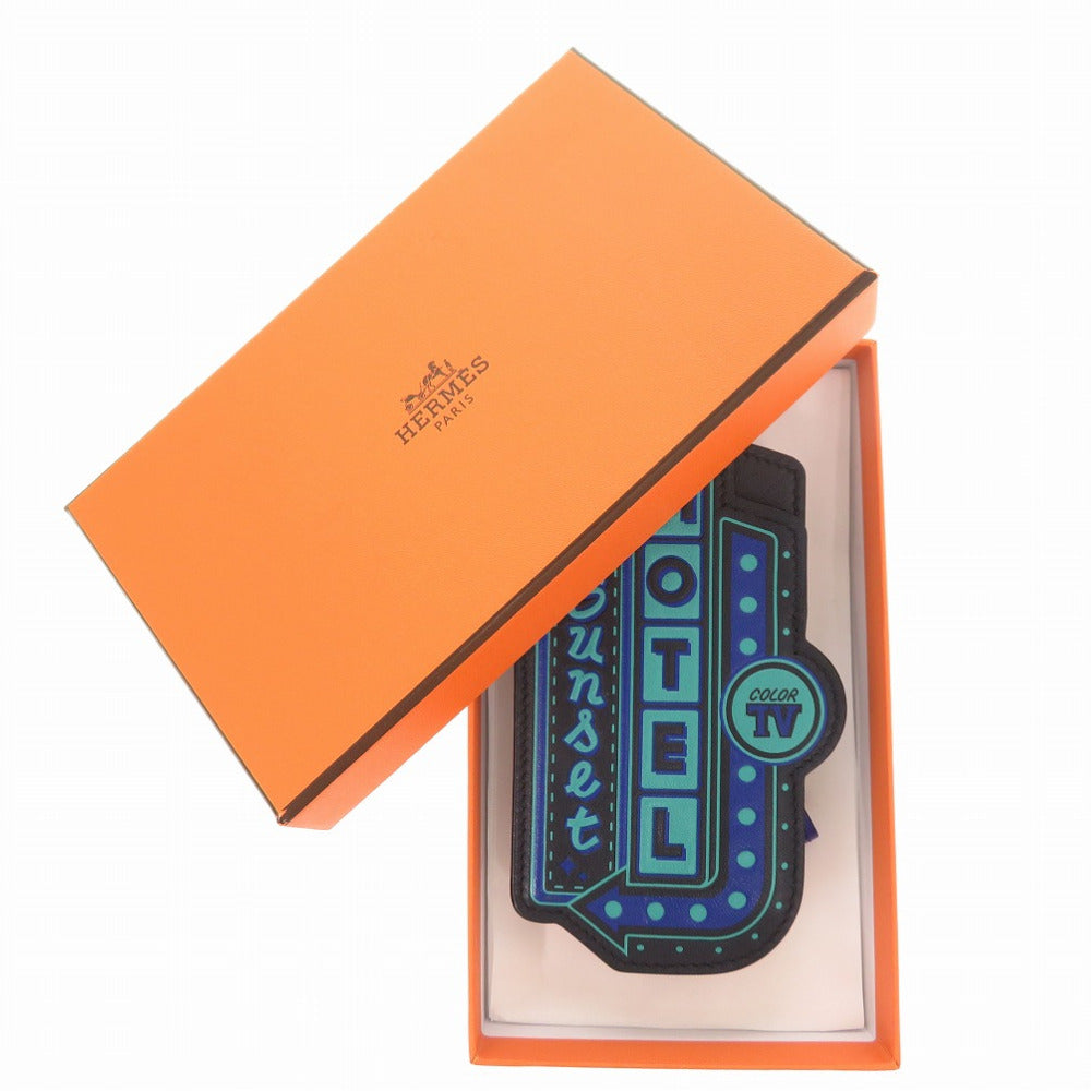HERMES key ring leather black