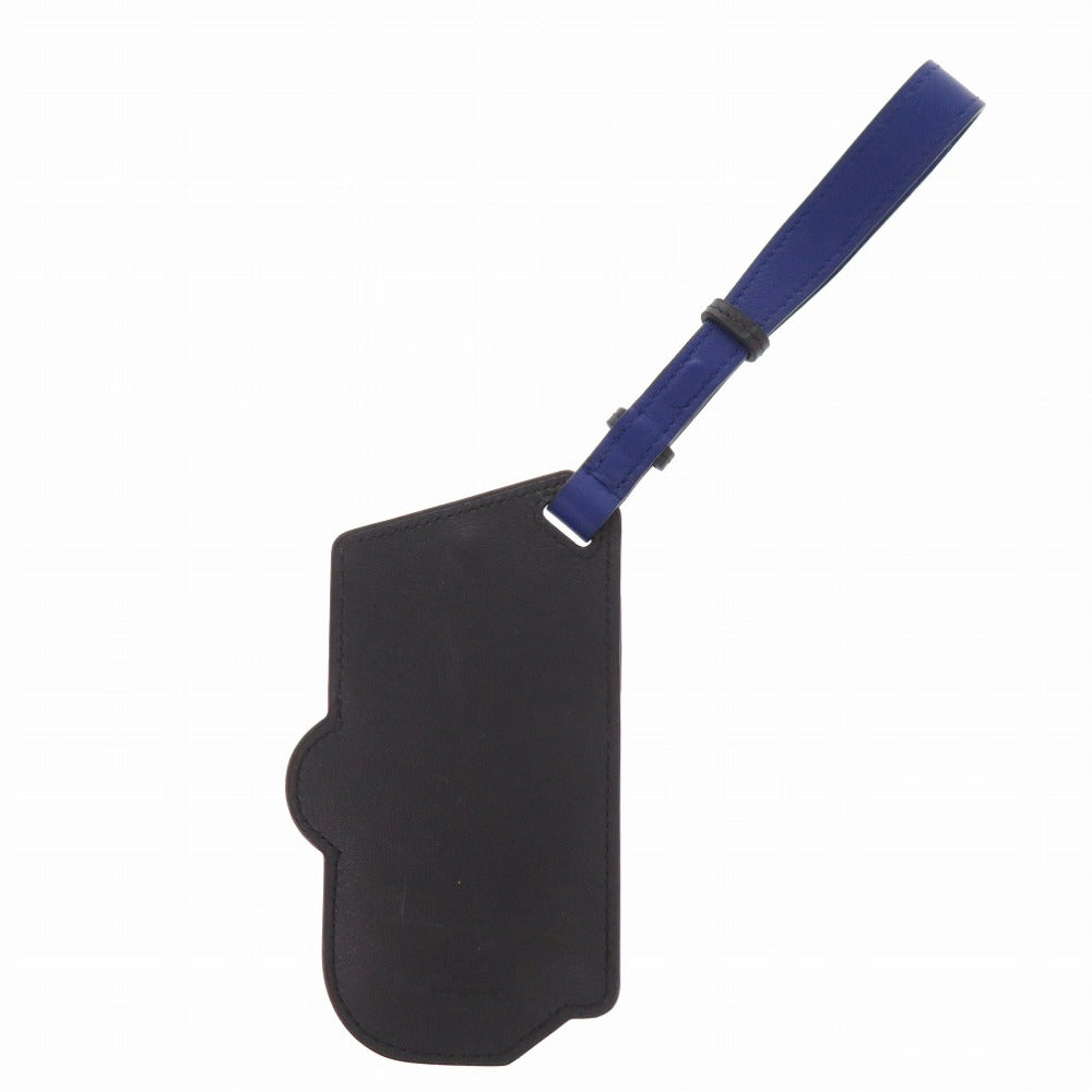 HERMES key ring leather black