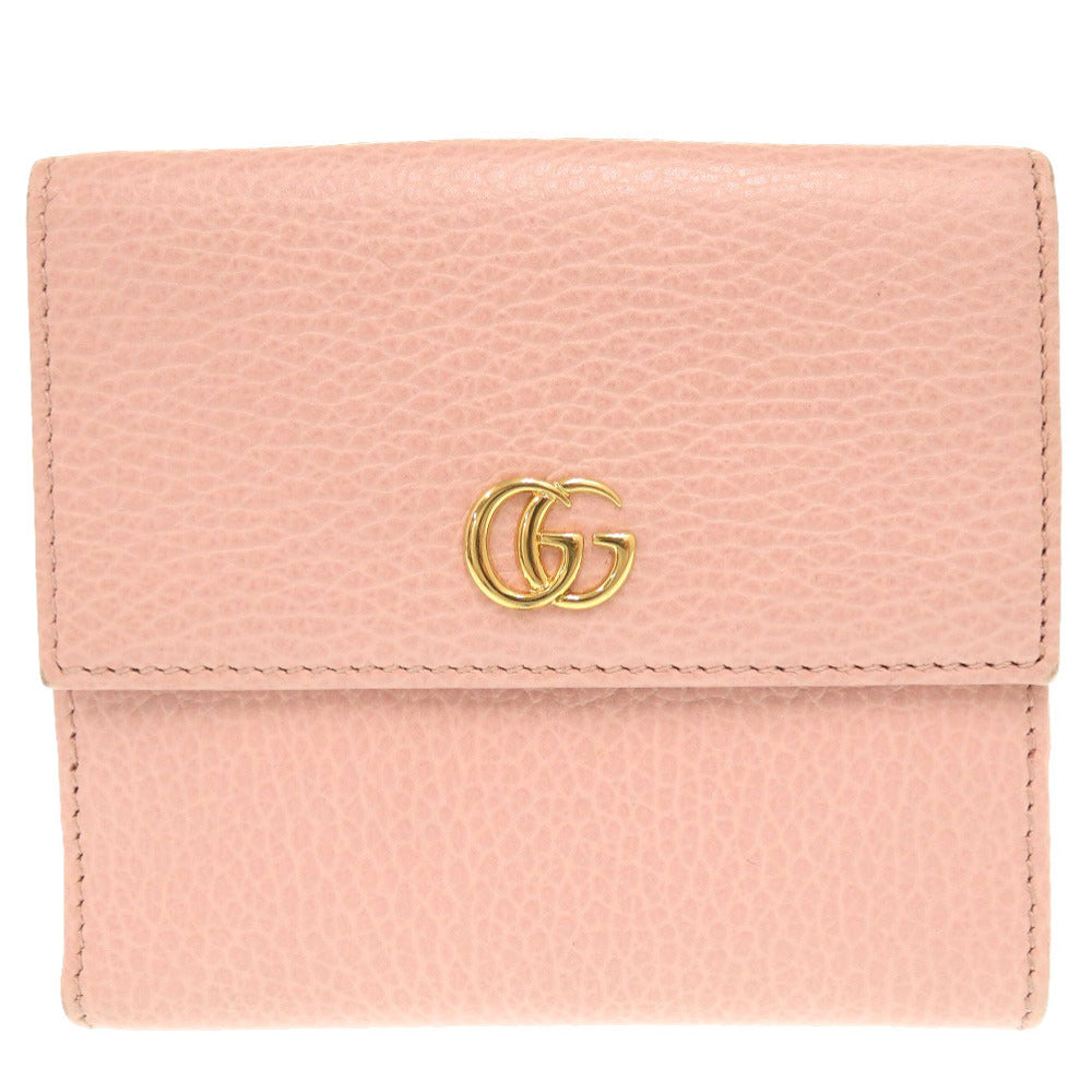 GUCCI Bifold Wallet 456122 leather pink GG Marmont Women Used
