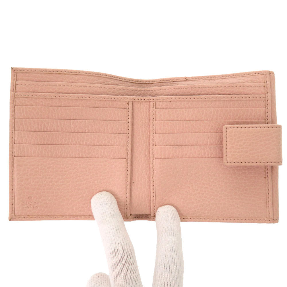 GUCCI Bifold Wallet 456122 leather pink GG Marmont Women Used