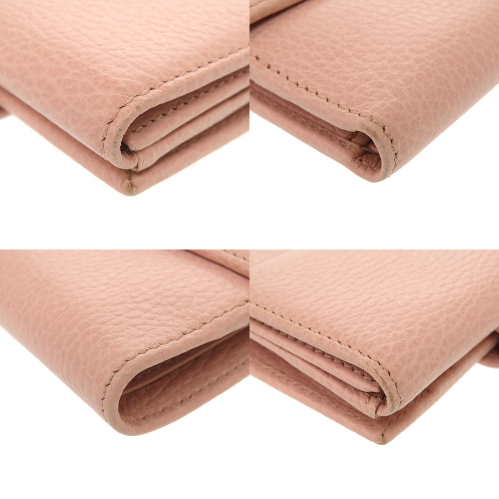 GUCCI Bifold Wallet 456122 leather pink GG Marmont Women Used
