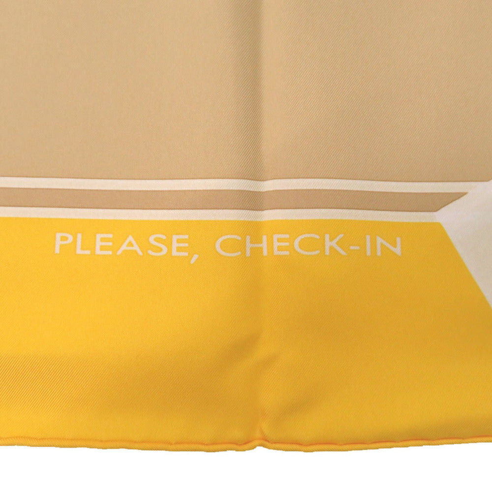 HERMES scarf silk yellow Carre PLEASE CHECK-IN Kelly