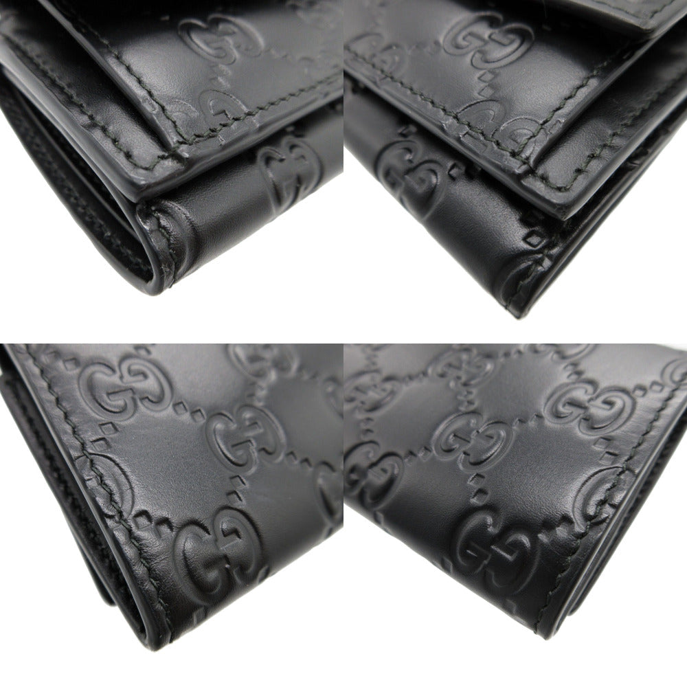GUCCI Tri-fold wallet 547070 leather black Compact wallet Guccisima mens(Unisex) Used