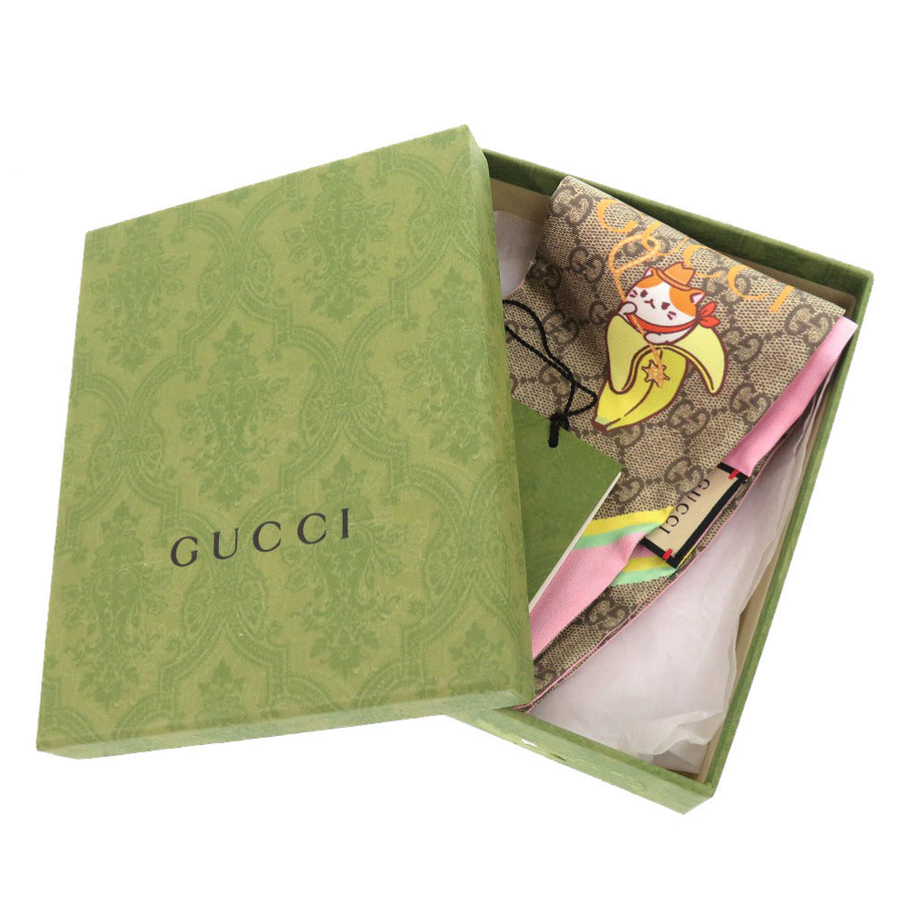 GUCCI scarf 704144 silk beige Bananya collaboration Thai scarf