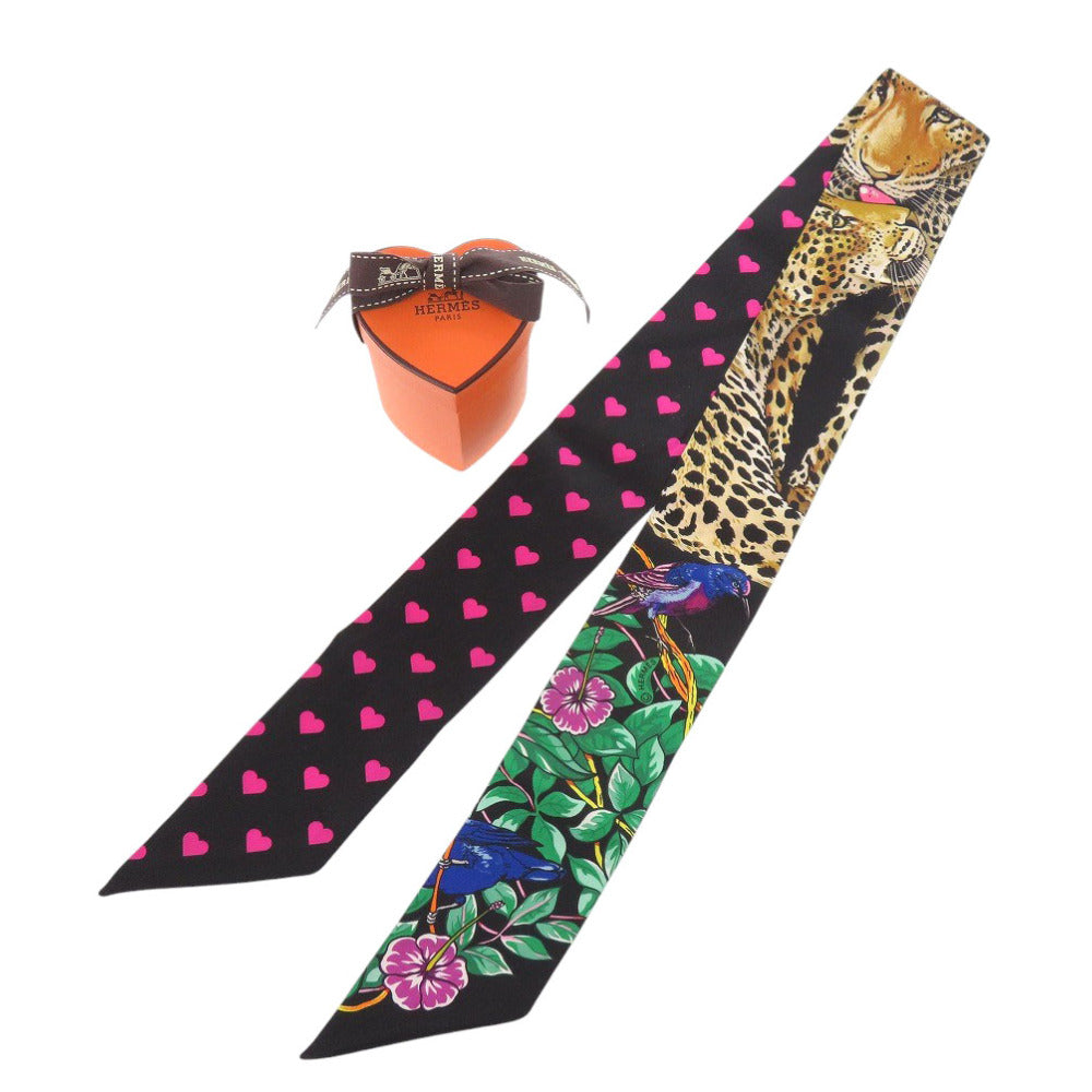 HERMES scarf silk Noir Jungle Love Love Jungle Love Love