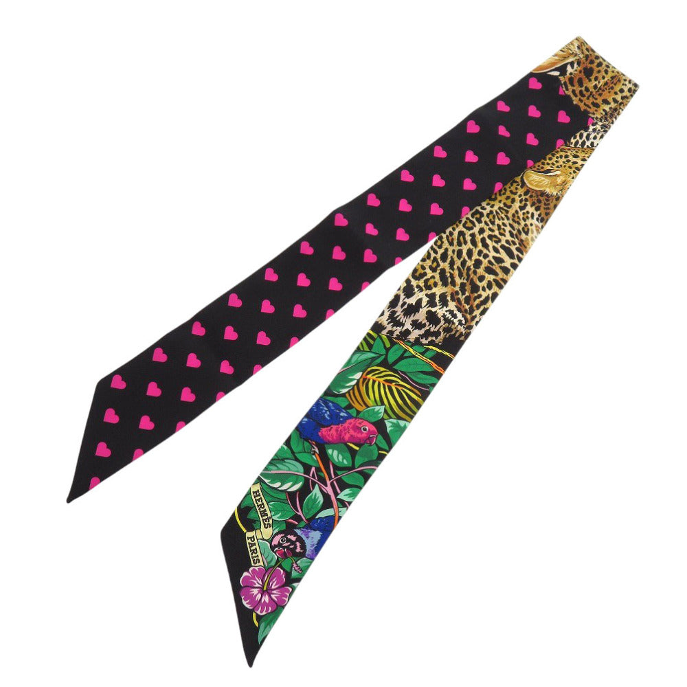 HERMES scarf silk Noir Jungle Love Love Jungle Love Love