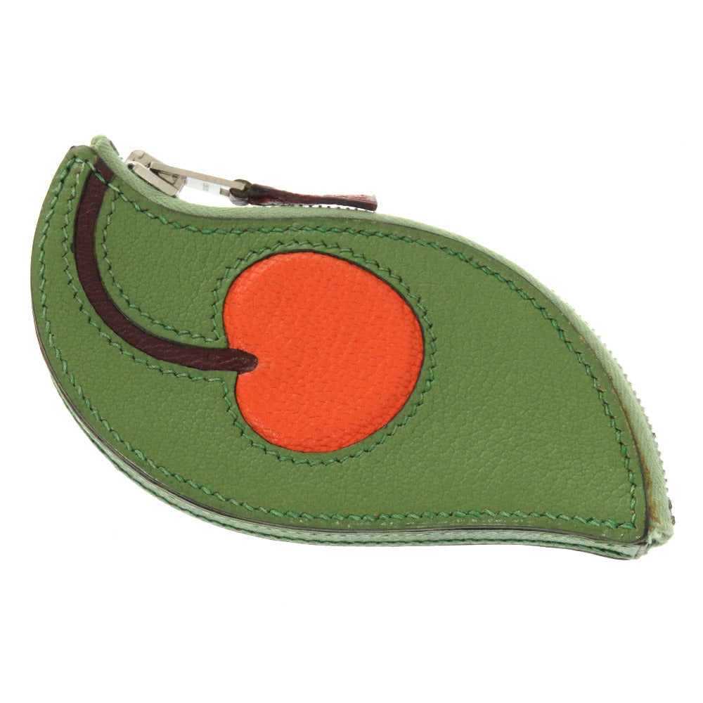 HERMES Coin case Courchevel green Tutti frutti cherry Women Used