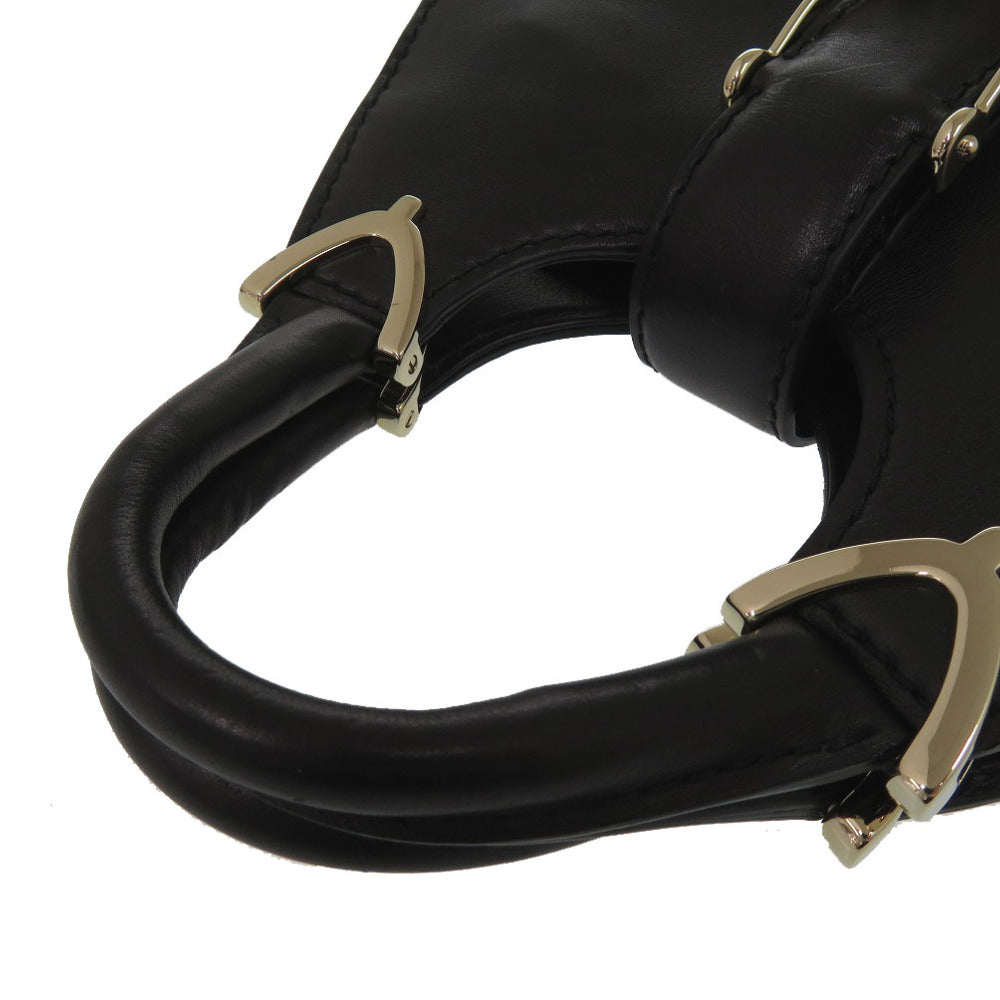 GUCCI Tote Bag 277515 leather black Horsebit Half Moon 2way Chain Shoulder Women Used