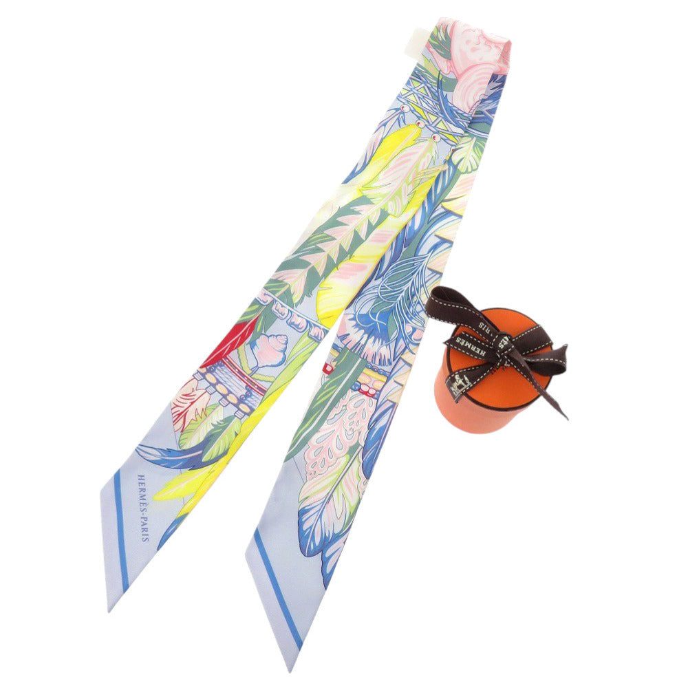 HERMES scarf silk Blue Ciel Twilly Dance Pacific Women Used