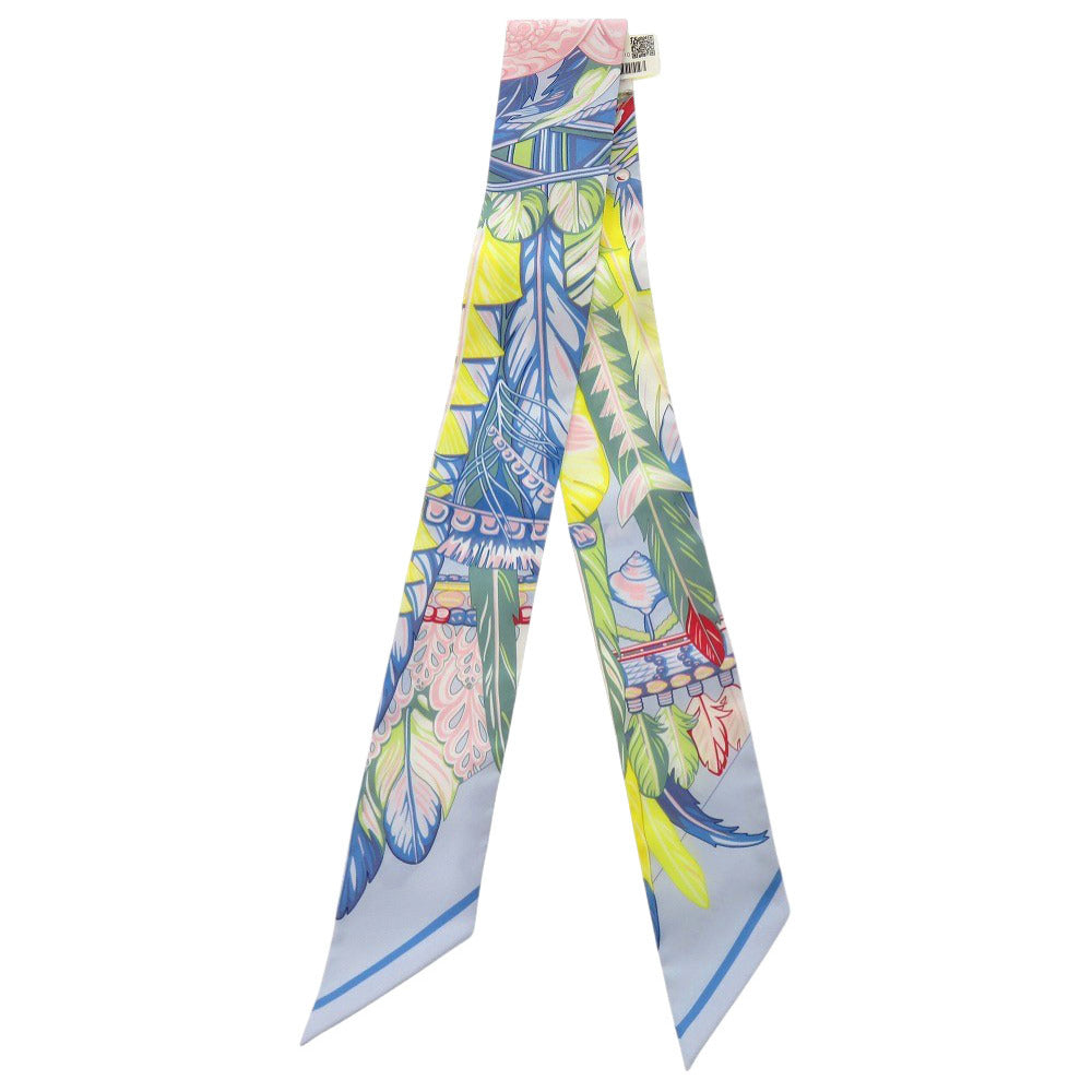 HERMES scarf silk Blue Ciel Twilly Dance Pacific Women Used