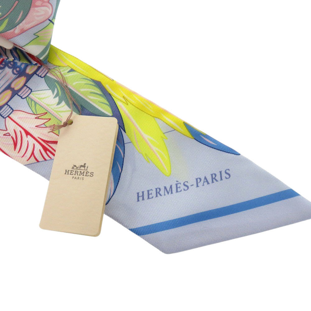 HERMES scarf silk Blue Ciel Twilly Dance Pacific Women Used