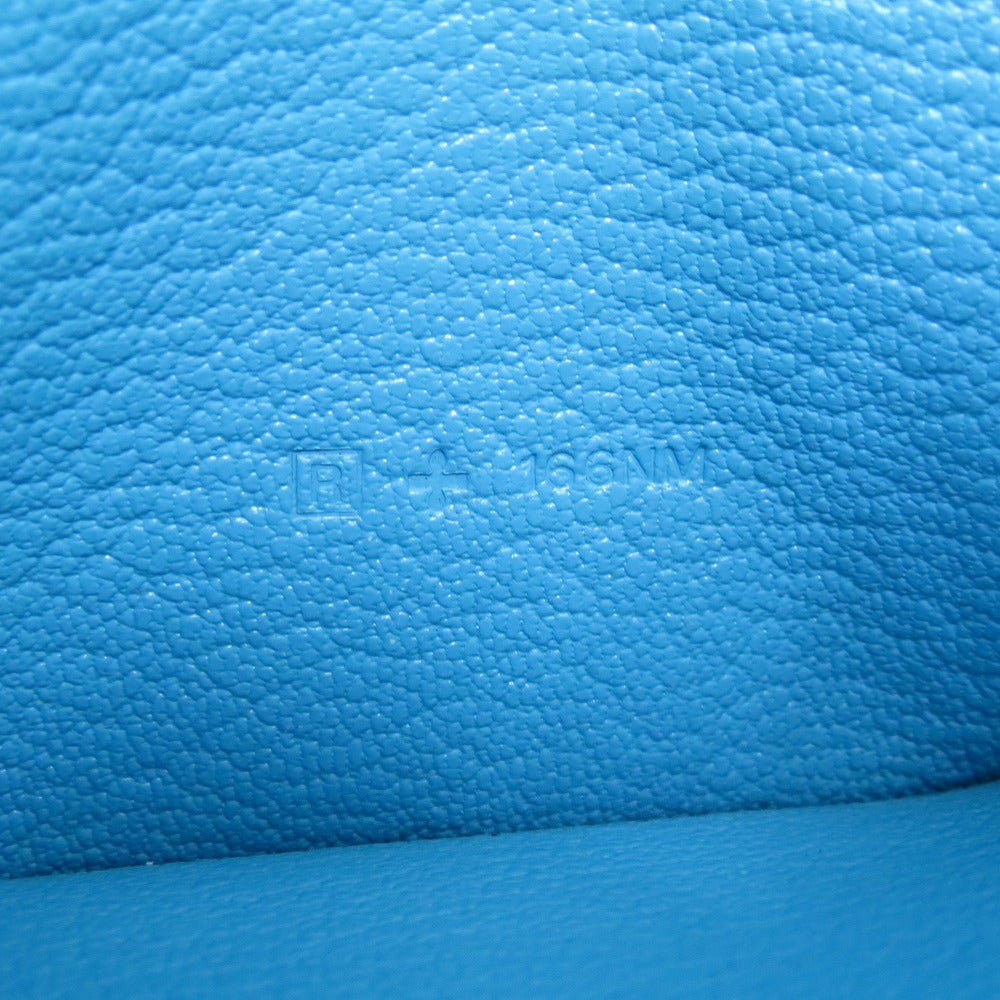 HERMES Long Wallet Purse Shave Blue Az Tech Beansufla Women Used