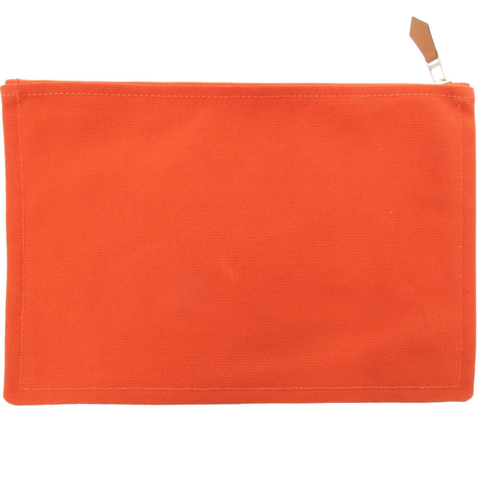 HERMES Pouch cotton Orange Yachting GM Women Used