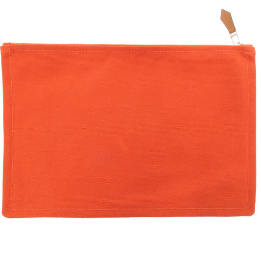 HERMES Pouch cotton Orange Yachting GM Women Used