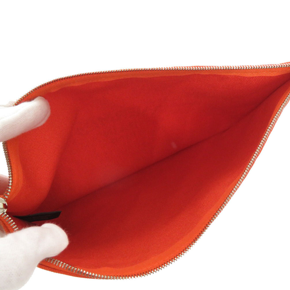 HERMES Pouch cotton Orange Yachting GM Women Used