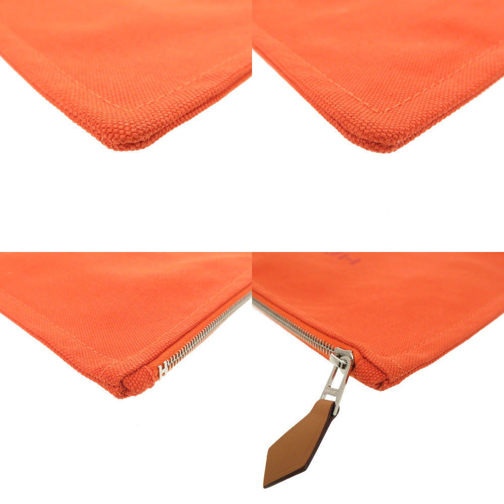 HERMES Pouch cotton Orange Yachting GM Women Used