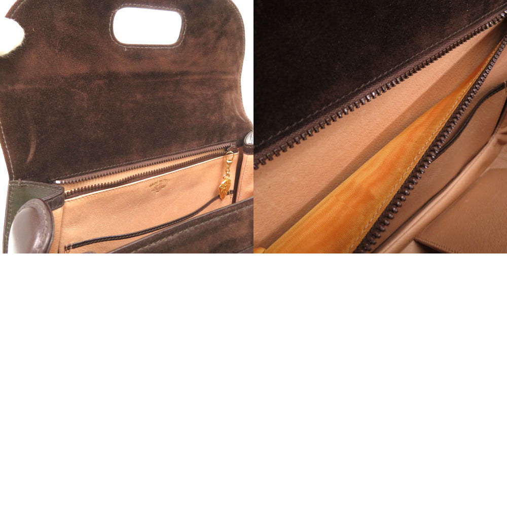 GUCCI Handbag leather Brown Bamboo turnlock handbag Women Used