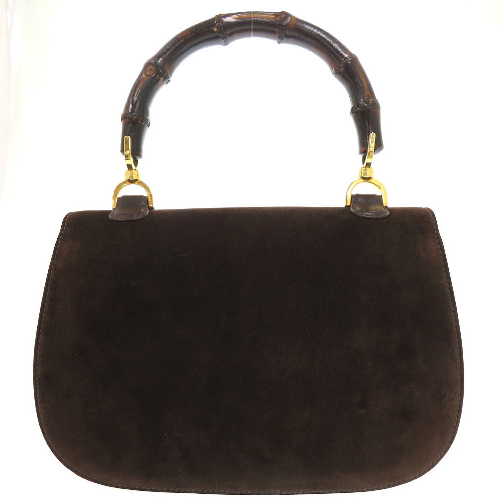 GUCCI Handbag leather Brown Bamboo turnlock handbag Women Used