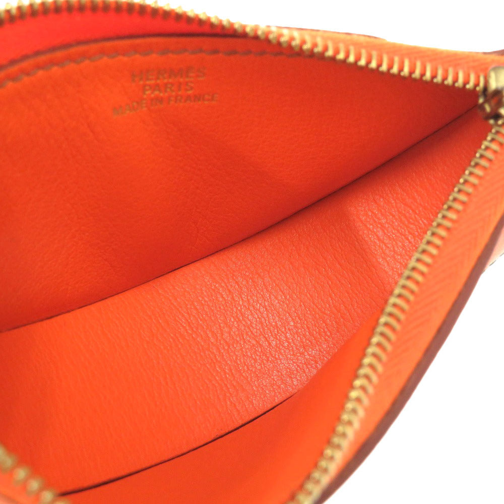 HERMES Coin case leather Orange Fruit orange Women Used