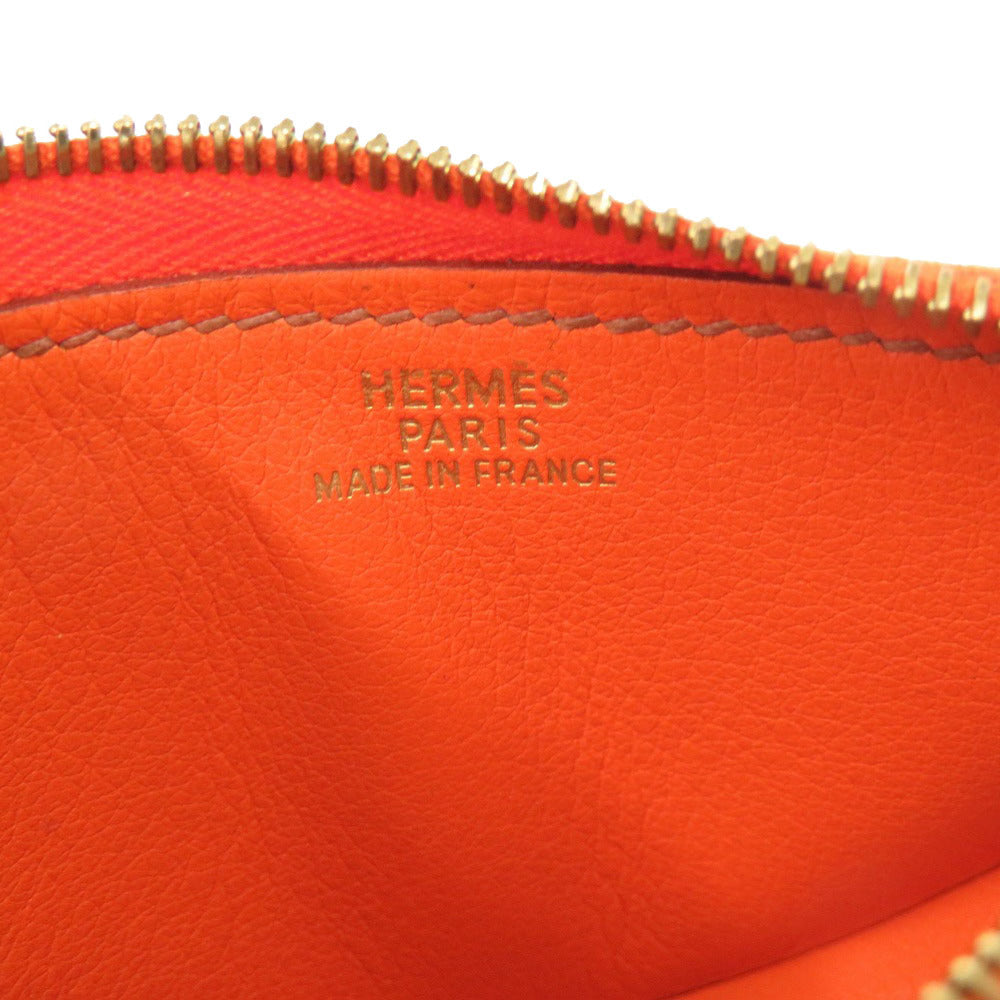 HERMES Coin case leather Orange Fruit orange Women Used