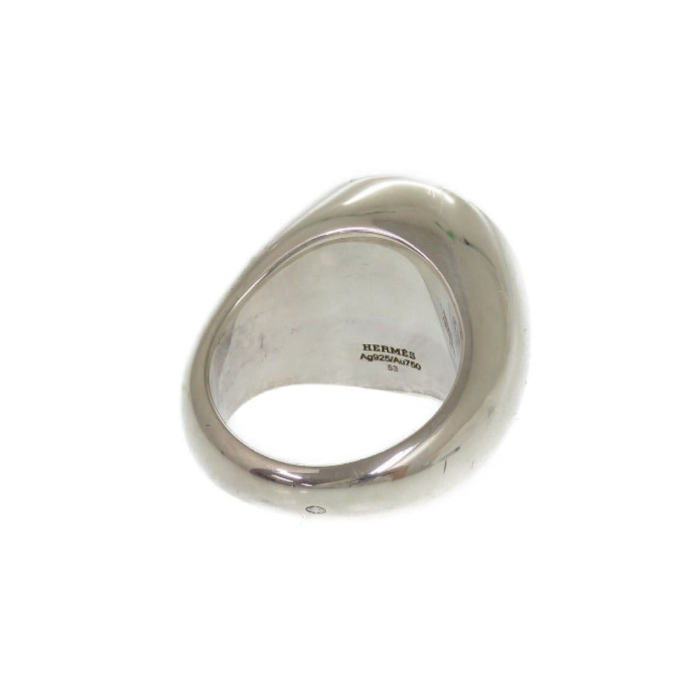 HERMES Ring Silver925, K18 pink gold Silver Exlibris College Chevalier Ring Women 53 Used