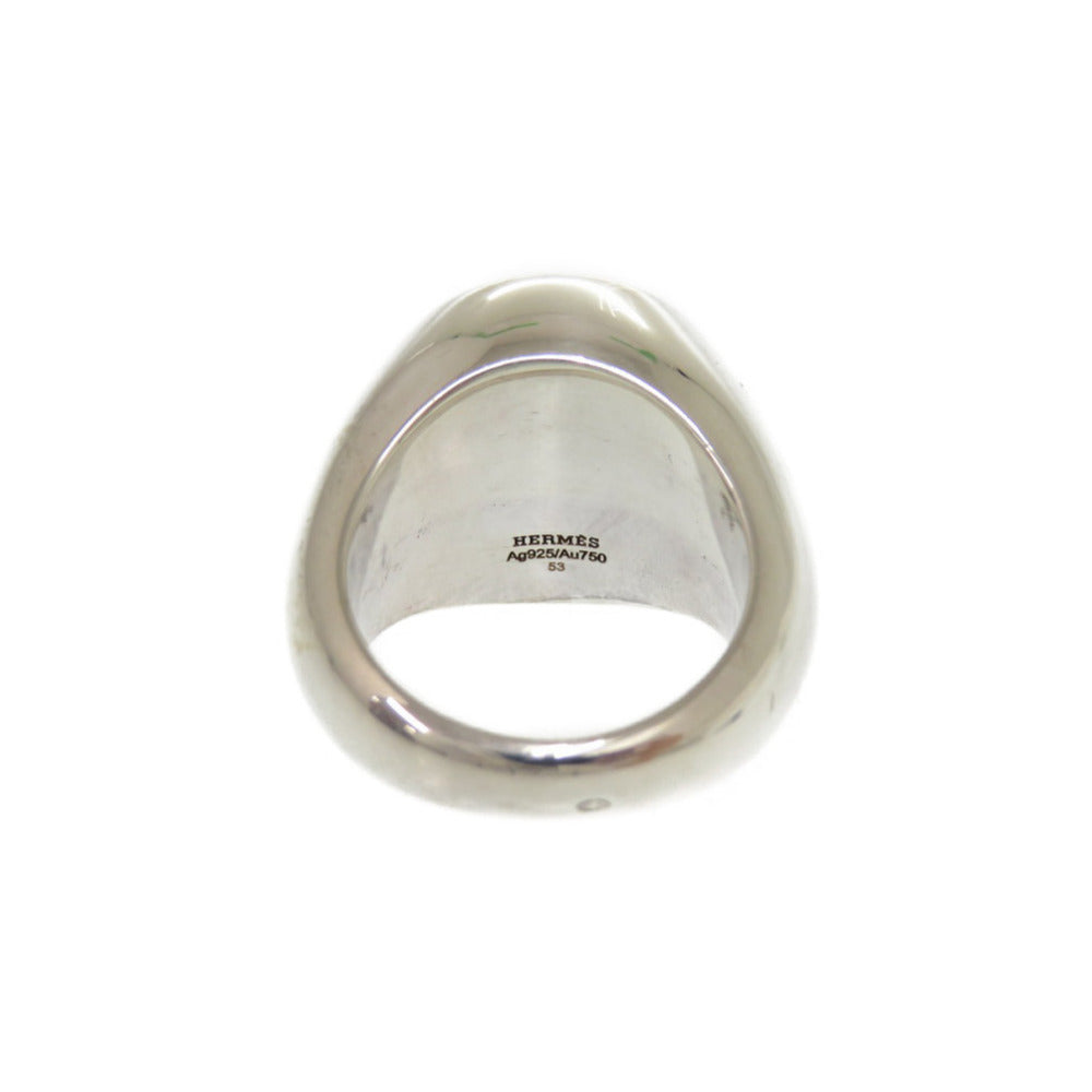 HERMES Ring Silver925, K18 pink gold Silver Exlibris College Chevalier Ring Women 53 Used
