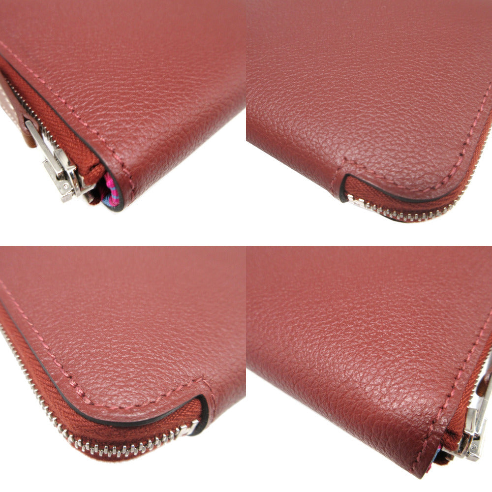 HERMES Coin case Evercolor, Silk Rouge ash Zip Around Azap compact silk in Women(Unisex) Used