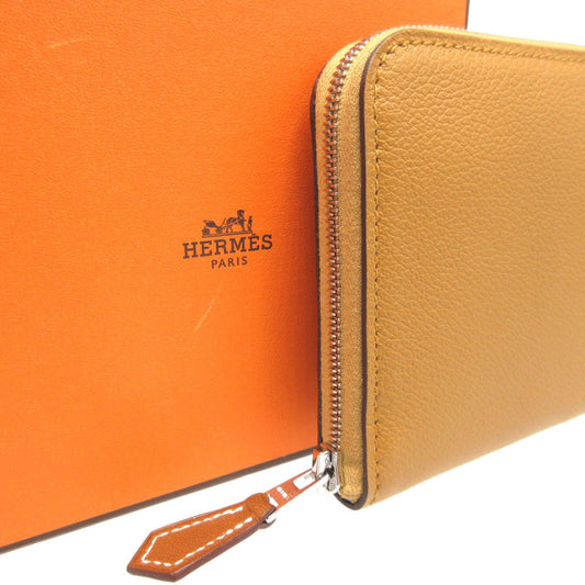 HERMES Coin case Evercolor, Silk caramel Zip Around Azap compact silk in Women(Unisex) Used