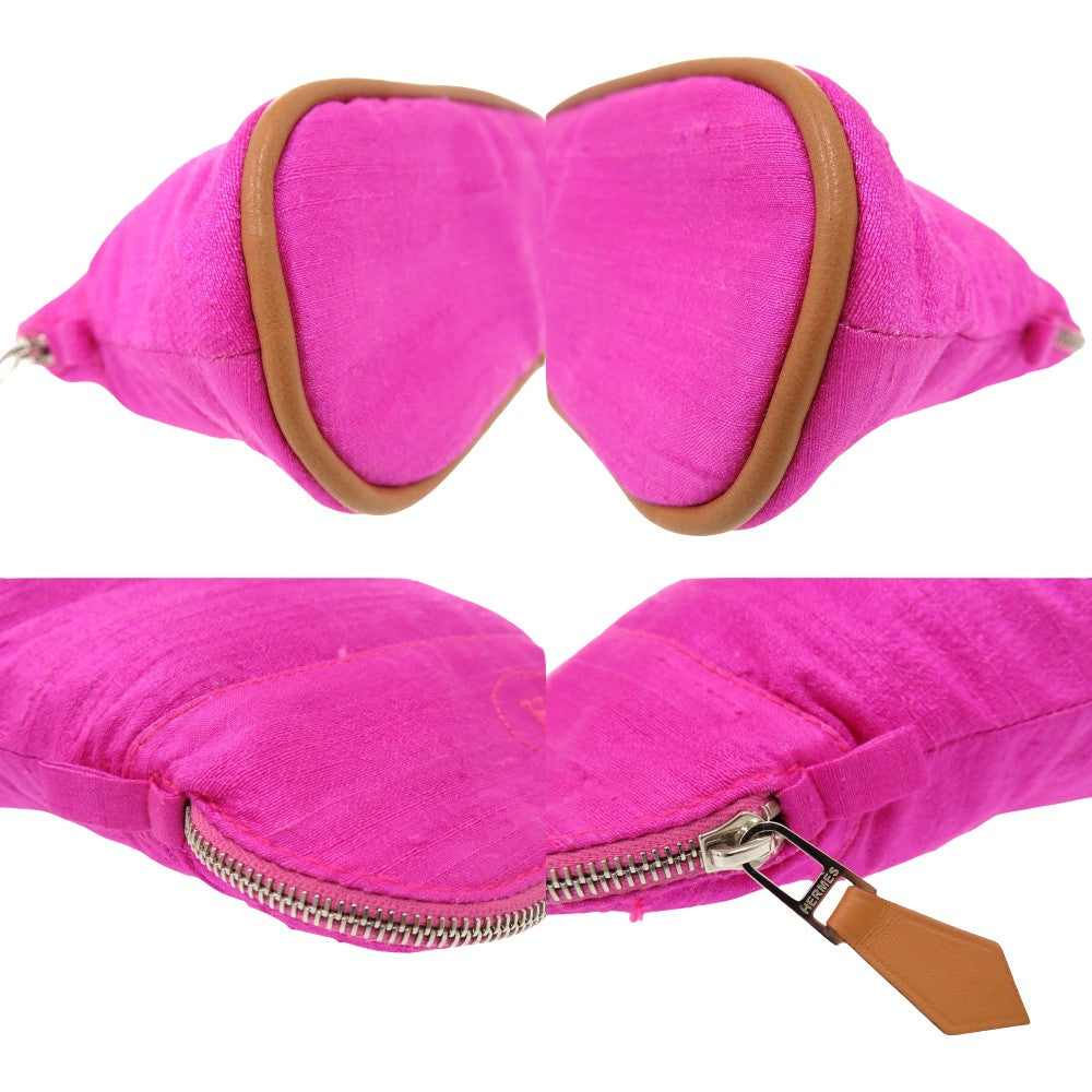 HERMES Pouch silk Rose Pivoine Hermes Bolide Pouch 16 Silk Women Used