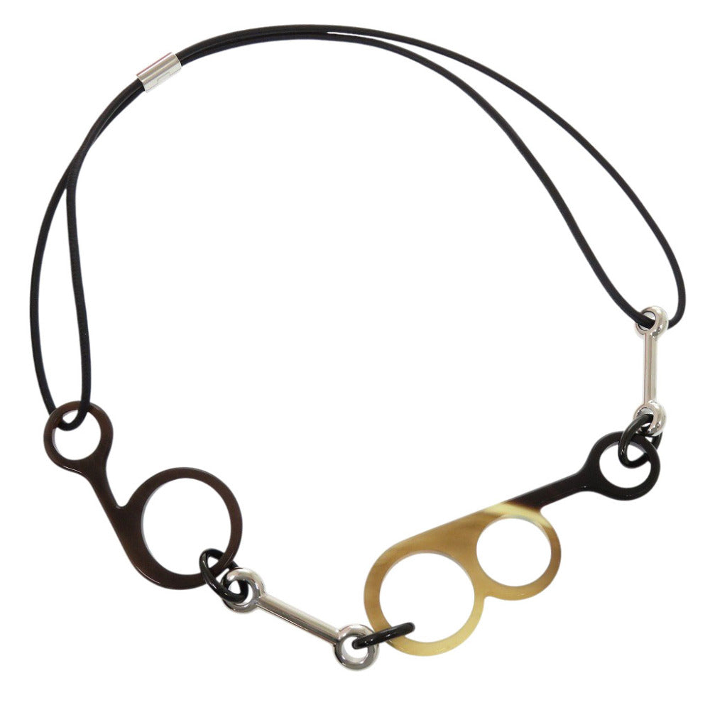 HERMES Necklace Buffalo Horn, Swift Brown Rhapsody