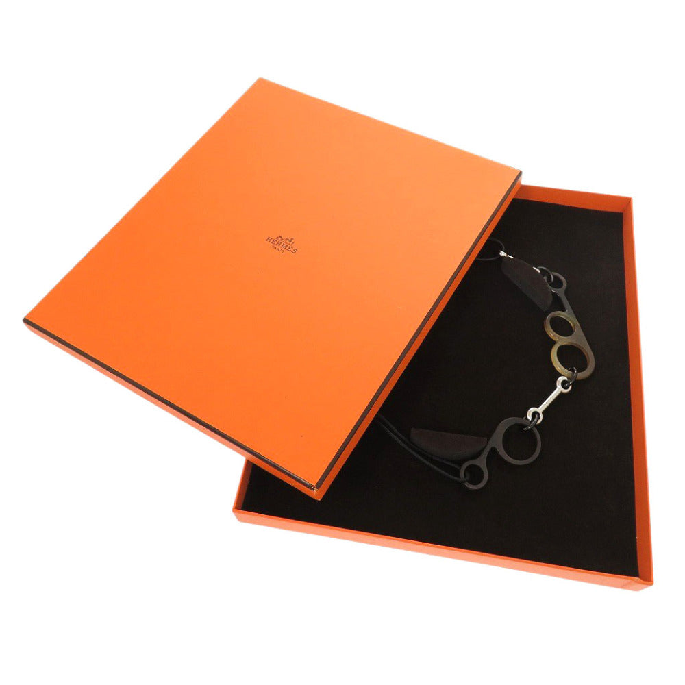 HERMES Necklace Buffalo Horn, Swift Brown Rhapsody