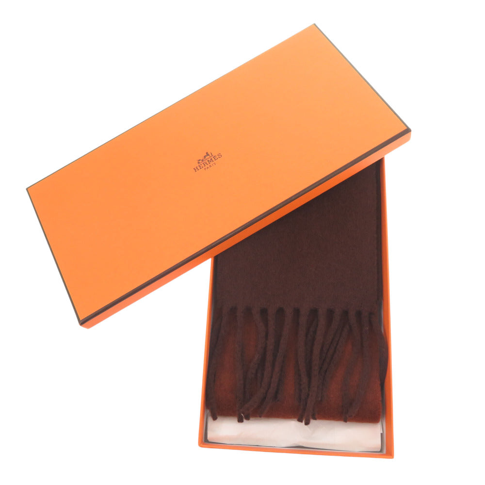 HERMES Scarf M10336 cashmere Brown skinny