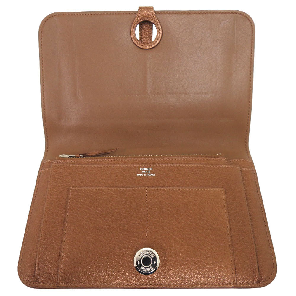 HERMES Long Wallet Purse Shave bronze Dogon GM Midosuji Limited Women Used