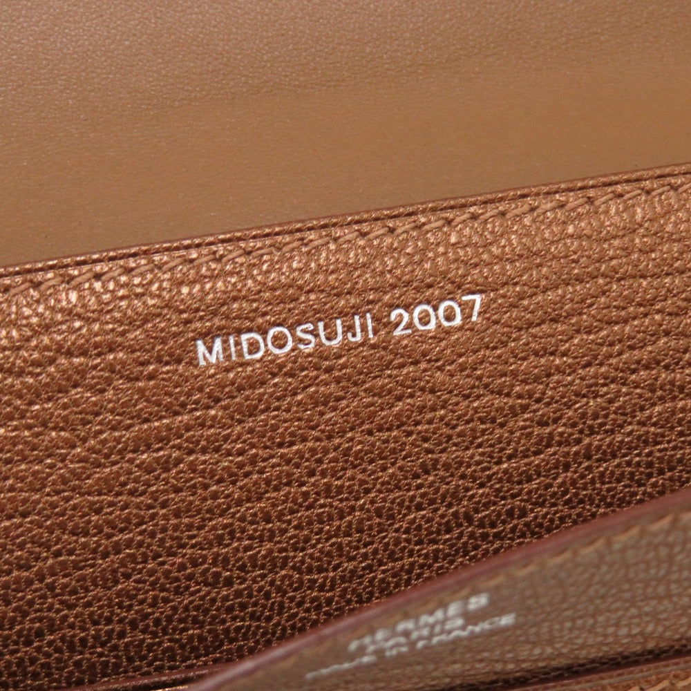 HERMES Long Wallet Purse Shave bronze Dogon GM Midosuji Limited Women Used