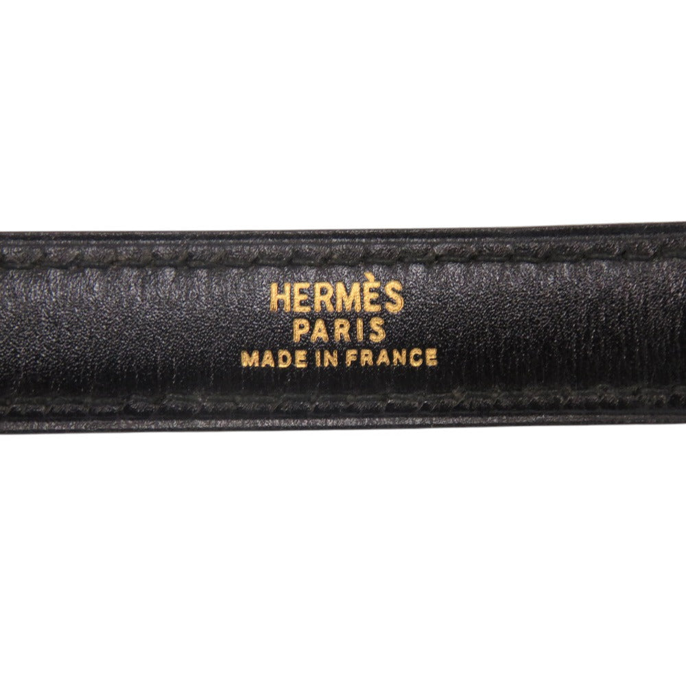 HERMES Shoulder strap Box scarf black Kelly strap