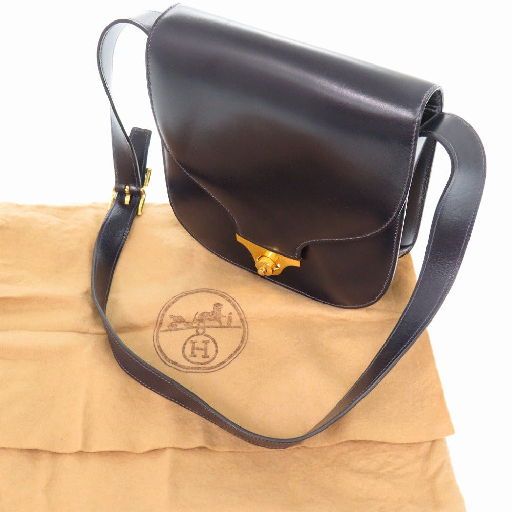 HERMES Shoulder Bag Box scarf black vintage Shoulder Bag