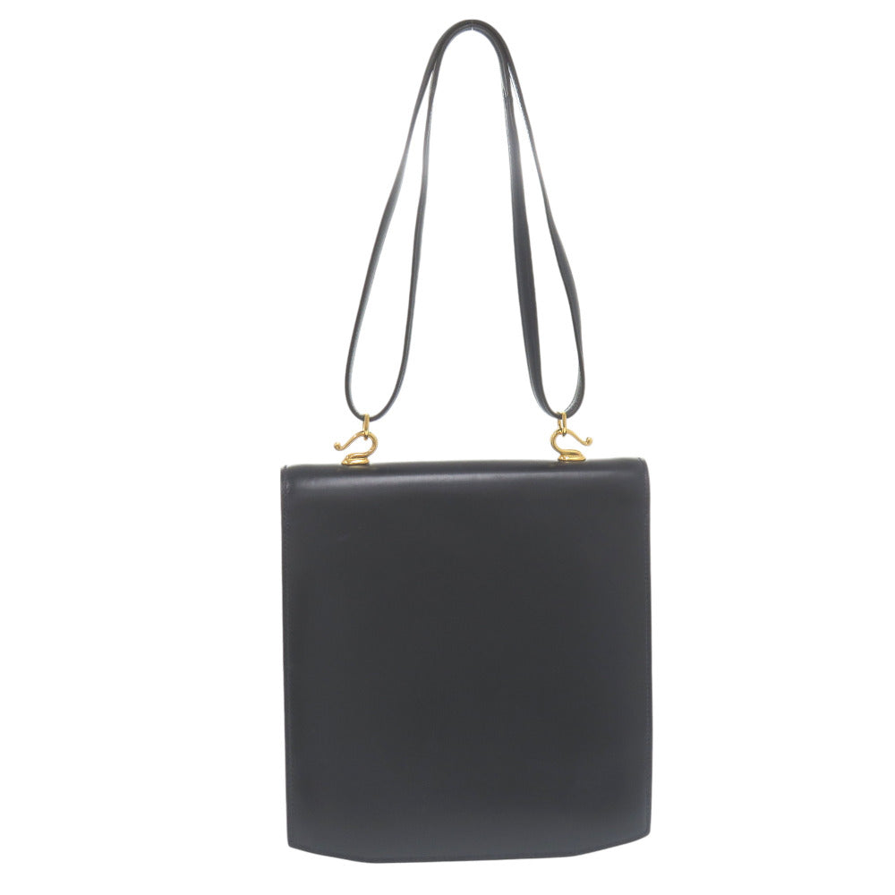 HERMES Shoulder Bag Box scarf Navy Camargue