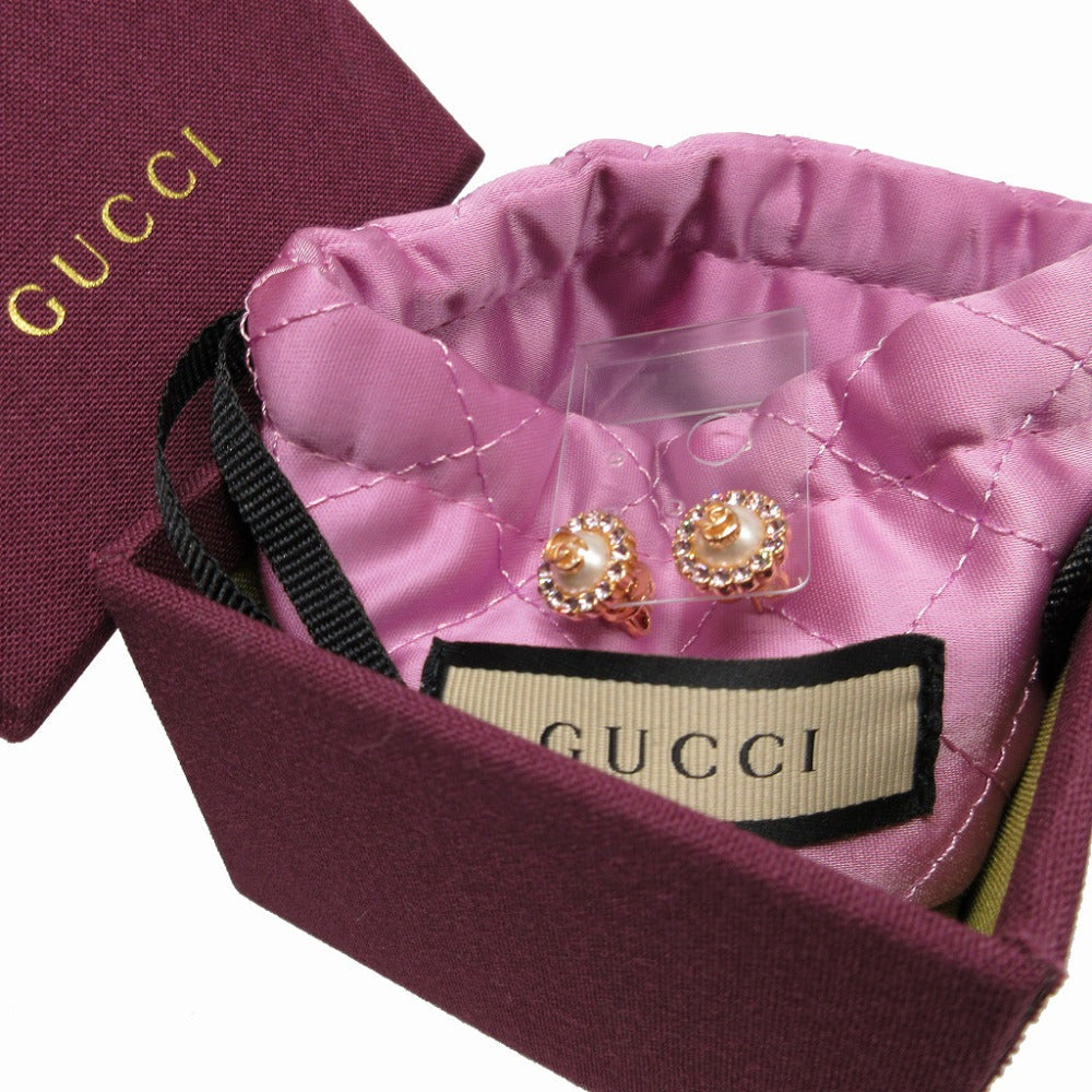 GUCCI Pierce Metal, Faux Pearl Pink gold GG Marmont